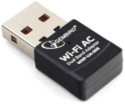 Адаптер Wi-Fi GEMBIRD WNP-UA-008, 802.11a/b/g/n/ac, 2.4 / 5 ГГц, до 433 Мбит/с, 20 дБм, USB 970922013