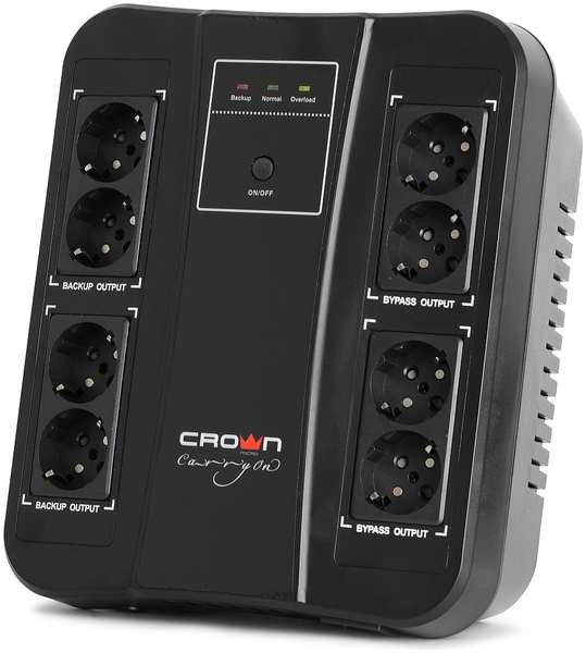 ИБП CROWN CMUS-255 EURO SMART, 650 VA, 390 Вт, EURO, розеток - 8, USB, черный (CM000003158) 970975571