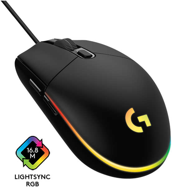 Мышь проводная Logitech G102 LIGHTSYNC, 8000dpi, оптическая светодиодная, USB, (910-005823/910-005808)