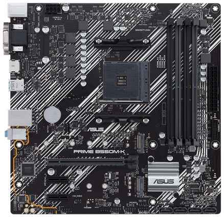 Материнская плата ASUS PRIME B550M-K, SocketAM4, AMD B550, 4xDDR4, PCI-Ex16, 4SATA3, 7.1-ch, GLAN, 8 USB 3.2, VGA, DVI, HDMI, mATX, Retail