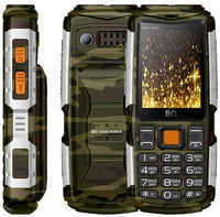 Мобильный телефон BQ BQ-2430 Tank Power, 2.4″ 320x240 TN, 32Mb RAM, BT, 2-Sim, 4000 мА·ч, камуфляж / серебристый (85955788)