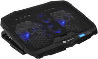 Охлаждающая подставка для ноутбука 17″ Digma D-NCP170-4, вентилятор: 2x70mm, 2x125mm, синяя подсветка, 2xUSB, металл, пластик, (D-NCP170-4)