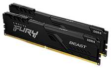 Комплект памяти DDR4 DIMM 16Gb (2x8Gb), 2666MHz, CL16, 1.2 В, Kingston, FURY Beast (KF426C16BBK2/16)