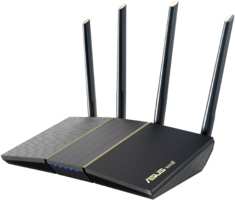 Wi-Fi роутер ASUS RT-AX57, 802.11a / b / g / n / ac / ax, 2.4  /  5 ГГц, до 2.98 Гбит / с, LAN 4x1 Гбит / с, WAN 1x1 Гбит / с, внешних антенн: 4 (RT-AX57)