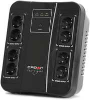 ИБП CROWN CMUS-255 EURO SMART, 650 VA, 390 Вт, EURO, розеток - 8, USB, черный (CM000003158)