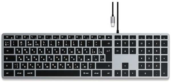 Клавиатура Satechi Slim W3 USB-C Wired Keyboard-RU Серый космос (ST-UCSW3M-RU) 971000019737698