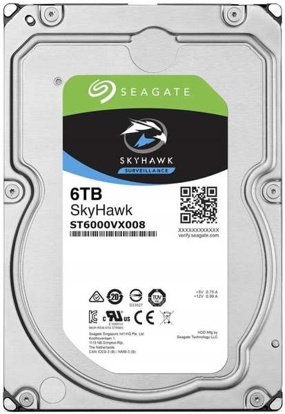 Жесткий диск Seagate Skyhawk SATA-III 6Tb 3.5 (ST6000VX008)