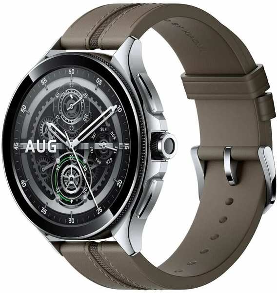 Умные часы Xiaomi Watch 2 Pro Silver Case with Brown Leather Strap (M2234W1/BHR7216GL) 971000063503698