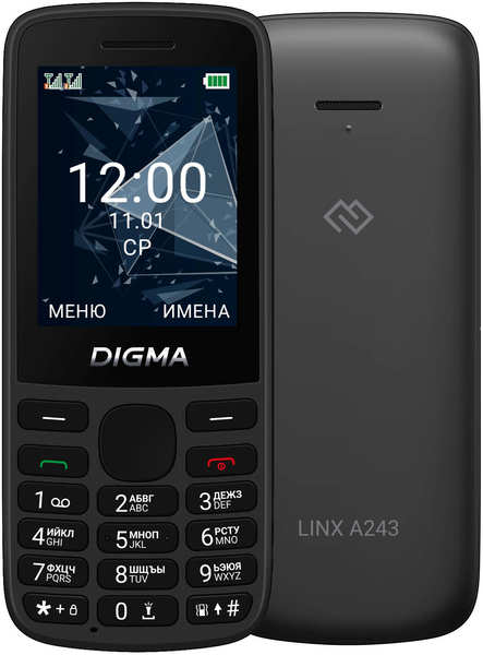 Телефон Digma Linx A243 32Mb черный 971000066067698