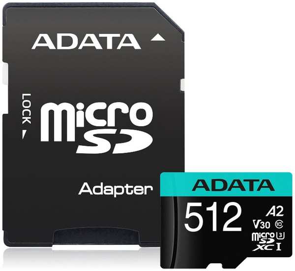 Карта памяти A-Data microSDHC 512Gb Class10 Premier Pro + adapter (AUSDX512GUI3V30SA2-RA1) 971000107636698