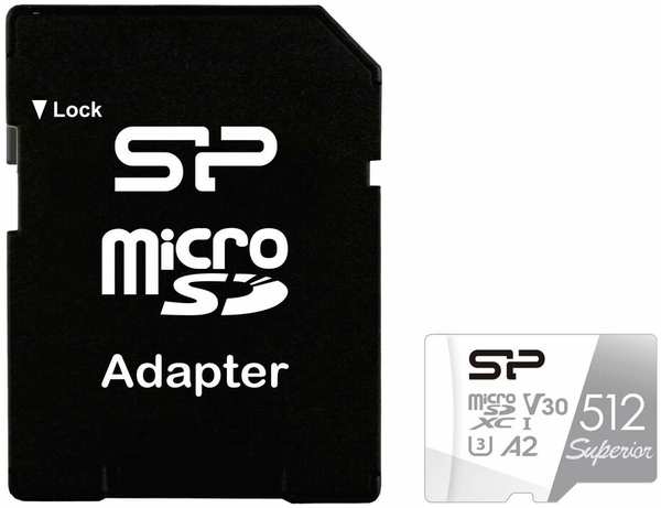 Карта памяти Silicon Power microSDXC 512ГБ Class 10 (SP512GBSTXDA2V20SP) + переходник SD