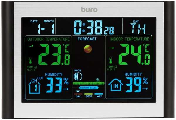 Цифровая метеостанция Buro BU-WSH114-COLOR черный 971000117408698