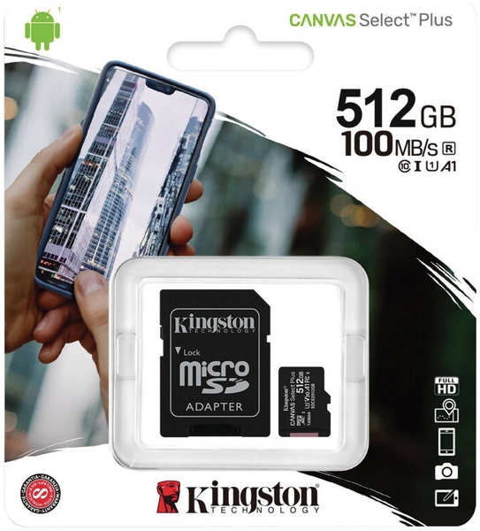Карта памяти Kingston Canvas Select Plus microSDXC 512Gb SDCS2/512GBSP w/o adapter 971000129738698