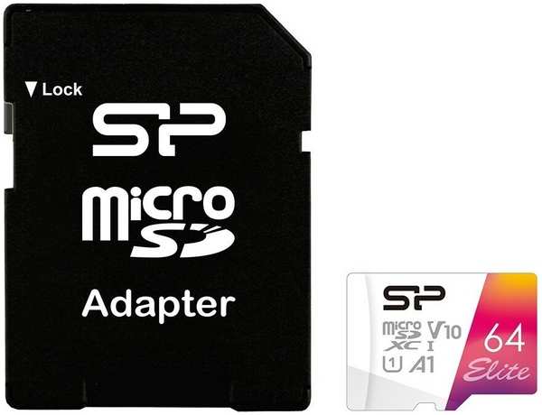 Карта памяти Silicon Power microSDXC 64Gb SP064GBSTXBV1V20SP Elite + adapter 971000164432698