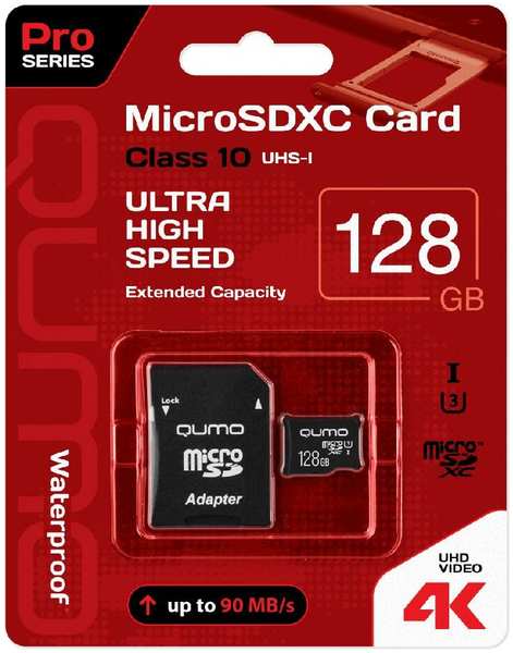 Карта памяти Qumo MicroSDXC 128 GB QUMO UHS-I U3 Pro (24627) 971000171238698