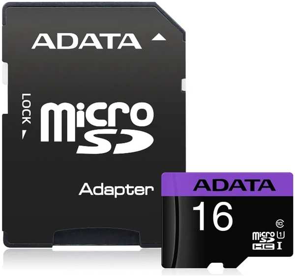 Карта памяти A-Data microSDHC 16Gb Class10 (AUSDH16GUICL10-RA1) + adapter
