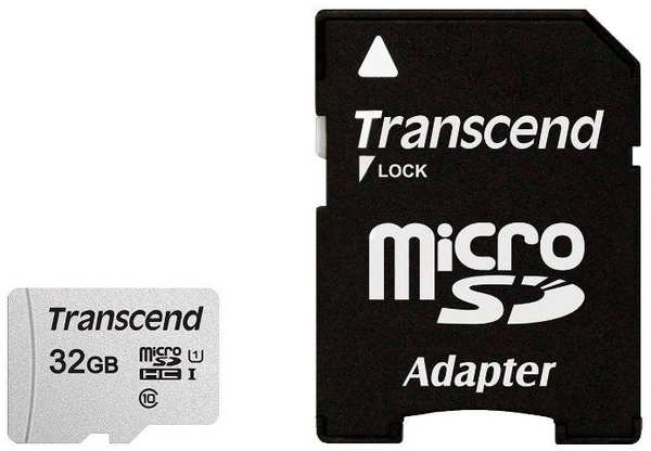 Карта памяти Transcend microSDHC 32Gb Class10 TS32GUSD300S-A + adapter 971000206686698