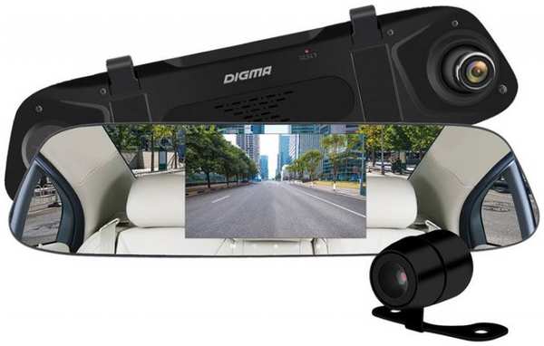 Автомобильный видеорегистратор Digma FreeDrive 404 MIRROR DUAL черный 971000219868698