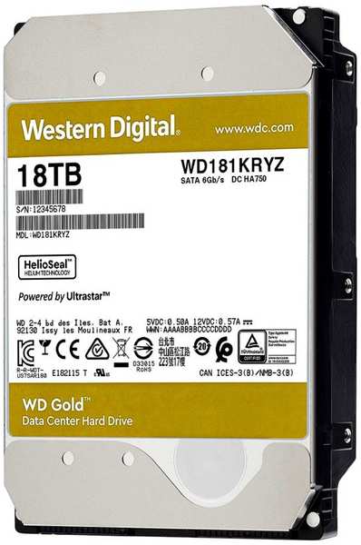 Жесткий диск Western Digital GOLD 18ТБ/3,5 (WD181KRYZ) 971000232656698