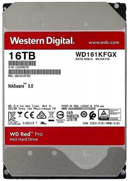 Жесткий диск Western Digital RED PRO 16TB (WD161KFGX) 971000256533698