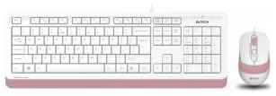 Комплект мыши и клавиатуры A4Tech F1010 USB белый/розовый
