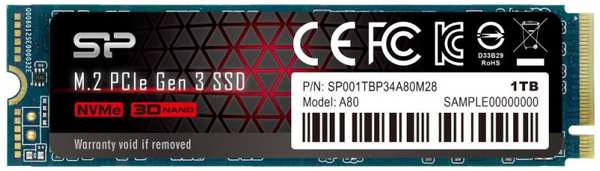SSD накопитель Silicon Power P34A80 1Tb/PCI-E x4/M.2 2280 (SP001TBP34A80M28) 971000296591698