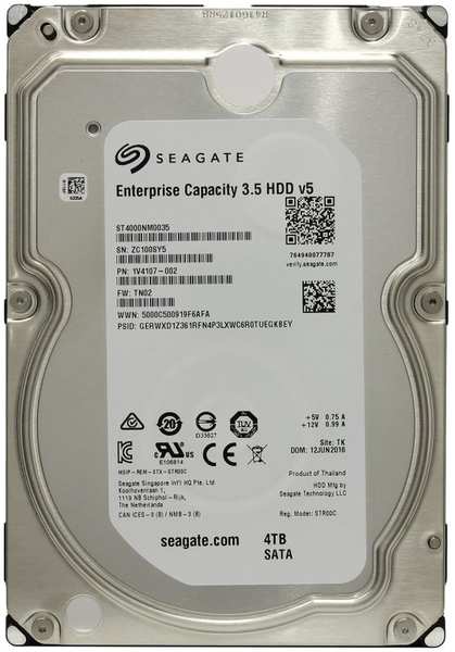 Жесткий диск Seagate Exos ST4000NM0035 SATA-III/4Tb/7200rpm/128Mb/3.5