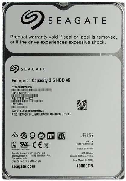 Жесткий диск Seagate Exos ST10000NM0016 SATA-III/10Tb/7200rpm/256Mb/3.5