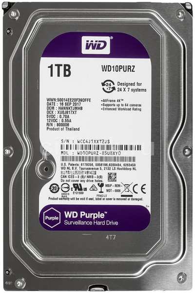 Жесткий диск Western Digital Purple 1Tb WD10PURZ 971000751994698