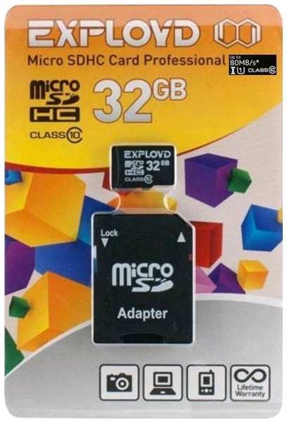 Карта памяти Exployd MicroSDHC 32GB Class10 (+ адаптер SD)