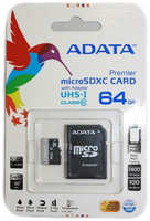 Карта памяти A-Data microSDHC Class 10 64GB (AUSDX64GUICL10-RA1)+ SD adapter