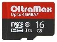 Карта памяти Oltramax MicroSDHC 16GB Class 10 UHS-1 Elite (+ адаптером SD)