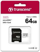 Карта памяти Transcend microSD 64GB TS64GUSD300S-A ( + adapter)
