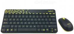 Комплект мыши и клавиатуры Logitech MK240 черный / жёлтый (920-008213)