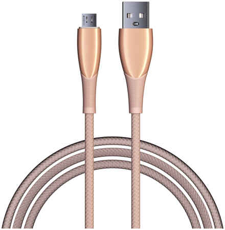 BY Кабель для зарядки Сириус Micro USB, 1м, 3А, Быстрая зарядка QC3.0, штекер металл, розовый 931-142